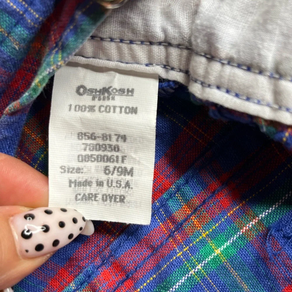 Vintage OshKosh B'gosh Plaid One Piece - Blue, Red, Green size 6-months